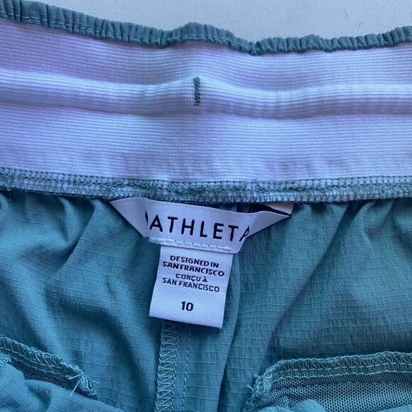 Athleta Trekkie Straight Crop Pant Womens 10 Elastic waist Drawstring Green/Gray - Picture 8 of 8